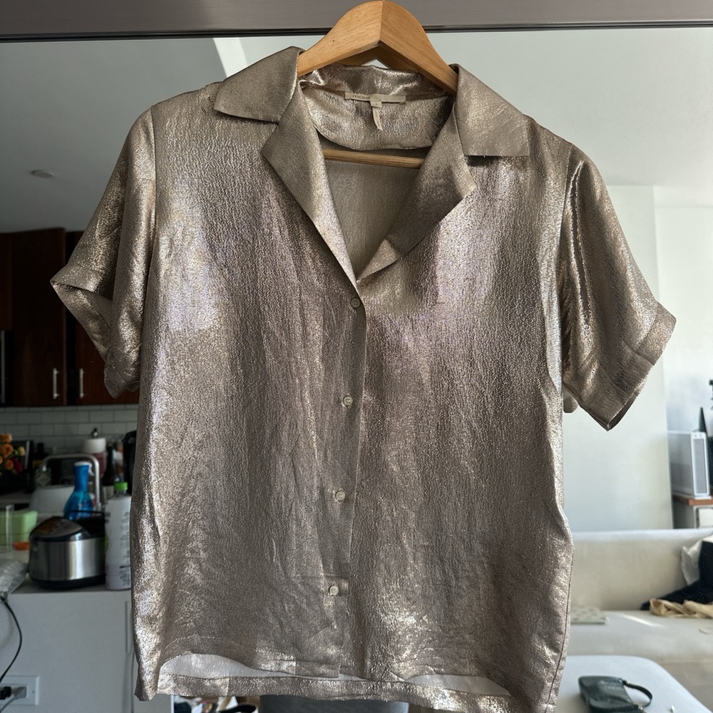 Maje Metallic Button Down Shirt